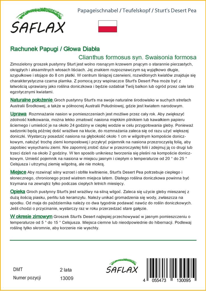 SAFLAX Sturt's Desert Pea - 20 Seeds - Clianthus Formosus