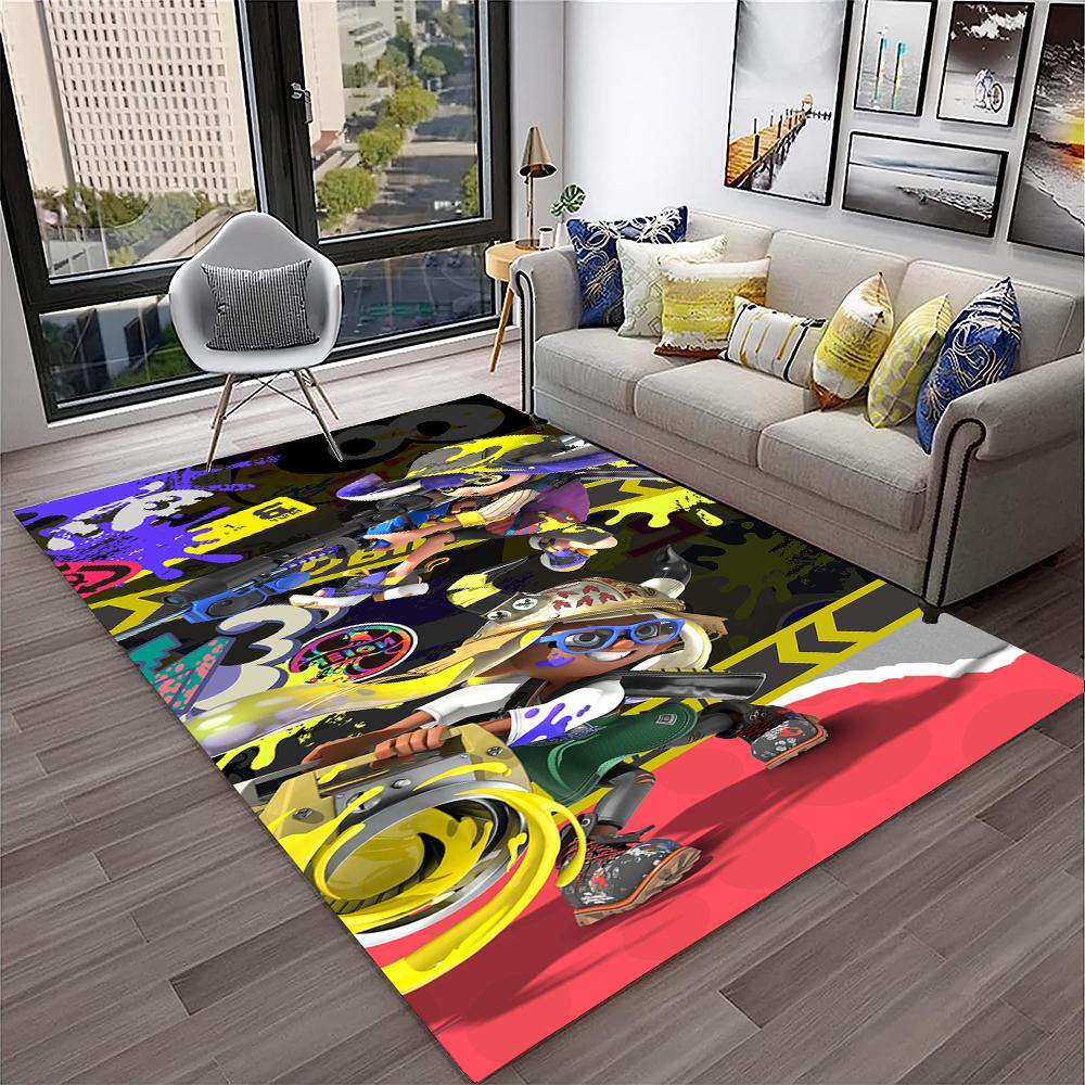 3D Games Splatoon3,PC Gamer Cartoon Carpet Rug for Home Living Room Bedroom Sofa Doormat Decor,kids Area Rug Non-slip Floor Mat