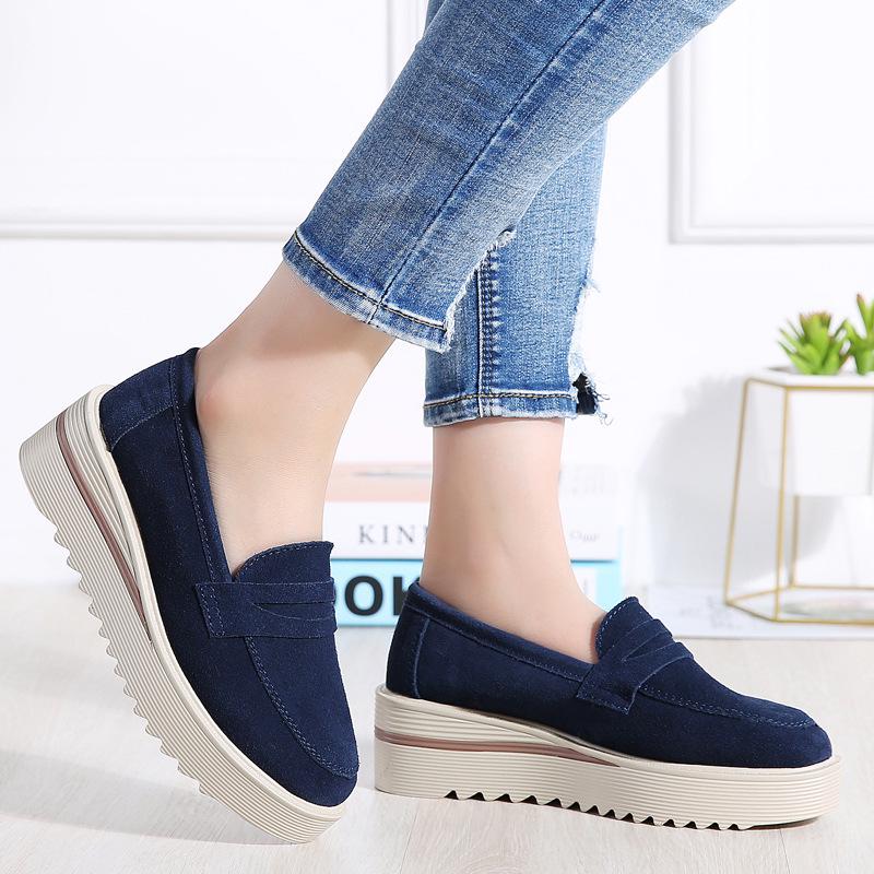 2024 Spring/Autumn Women's Korean Style Platform Loafers - Casual Slip-On Wedge Heel Shoes