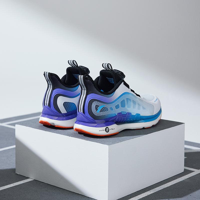 Anta Kids Wind Chaser Breathable Shock Absorbing Durable Low Top Running Shoes Kids sneaker White Black Purple A312425577-1