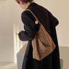 Large Capacity Brown Tweed Tote Bag with Chain Strap Minimalist Style Commuting and Daily Use Durable Handle Shoulder Bag KTY