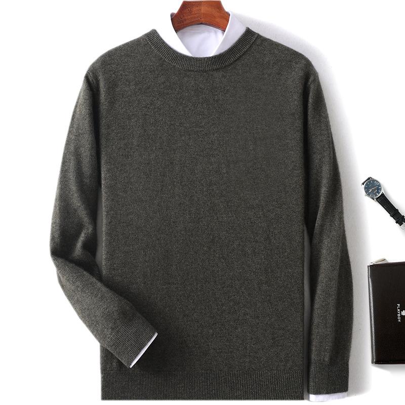 New Semi-turtleneck Cashmere Sweater Men's Thickened Sweater Solid Color Long-sleeved Wool Knitting