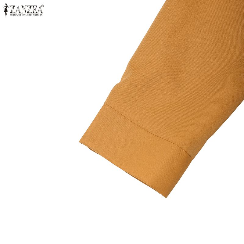 ZANZEA Lässiges, lockeres Kleid mit Stehkragen und langen Ärmeln für Damen