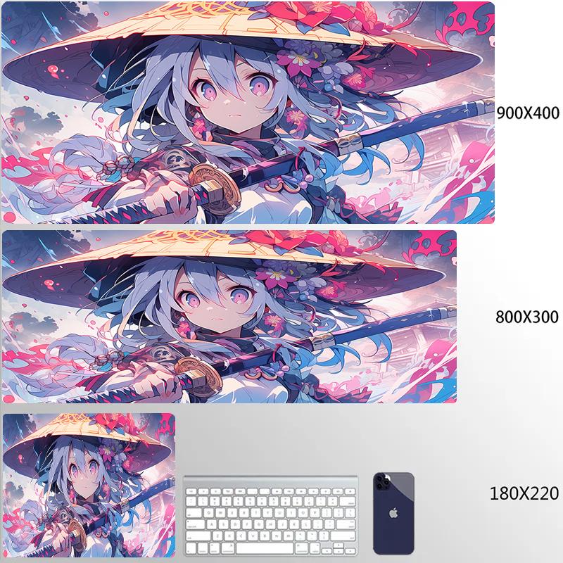Large Gaming Mousepad Cute Anime Girls Locking Edge Keyboard Mouse Pad Gamer Non-Slip Computer Mouse Mat Kawaii Deskmat Carpet