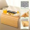 Portable Anti-Slip Couch Arm Tray Foldable Space-Saving Couch Arm Table Wooden Couch Cup Holder for Snacks/Cups/Phone
