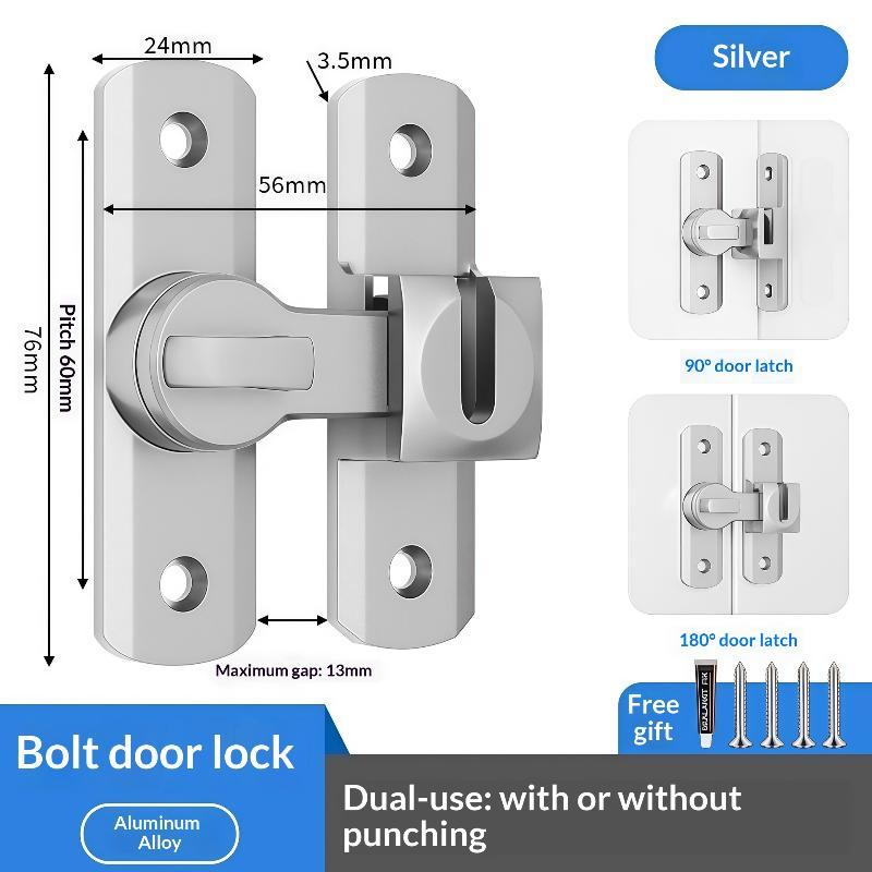 90 180 Degree Flip Door Lock Home Security Sliding Door Latch Aluminum Alloy Anti Theft Small Gate Latches Household Hardware