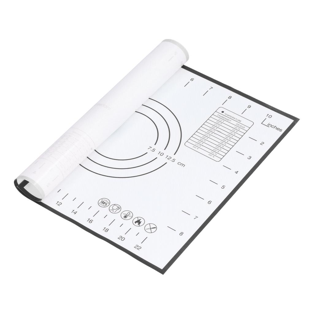 Baking Mat Silicone Non Slip Heat Resistant Dough Mat with Scale for Home Kitchen 29x26cmBlack