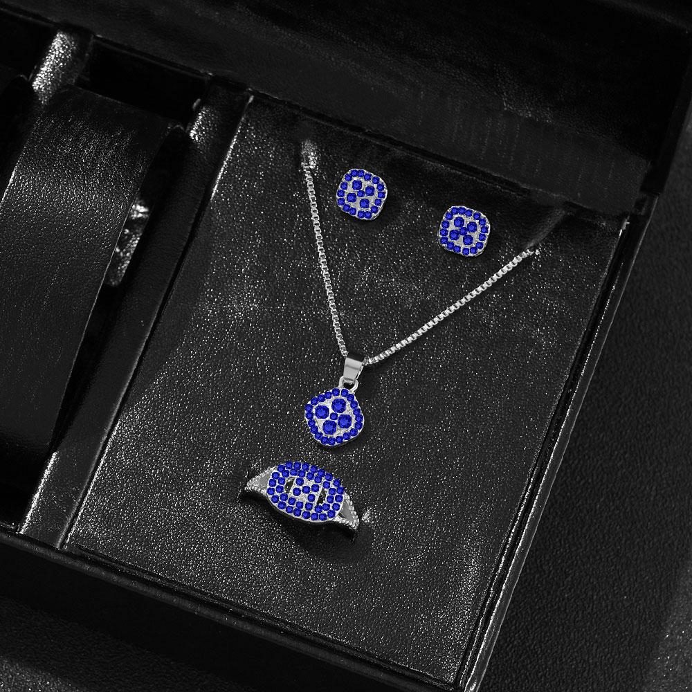 1PC Luxury Cube Zircon Set, Women's Elegant Necklace, Earrings & Ring Set, Perfect Gift for Valentine's Day, Christmas Gift, Bi