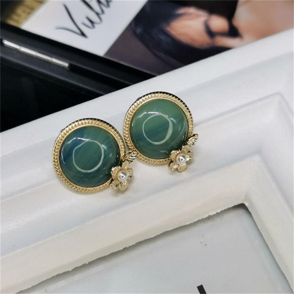 Imitation Jade Pearl Stud Earrings - Elegant Women's Dangle Style
