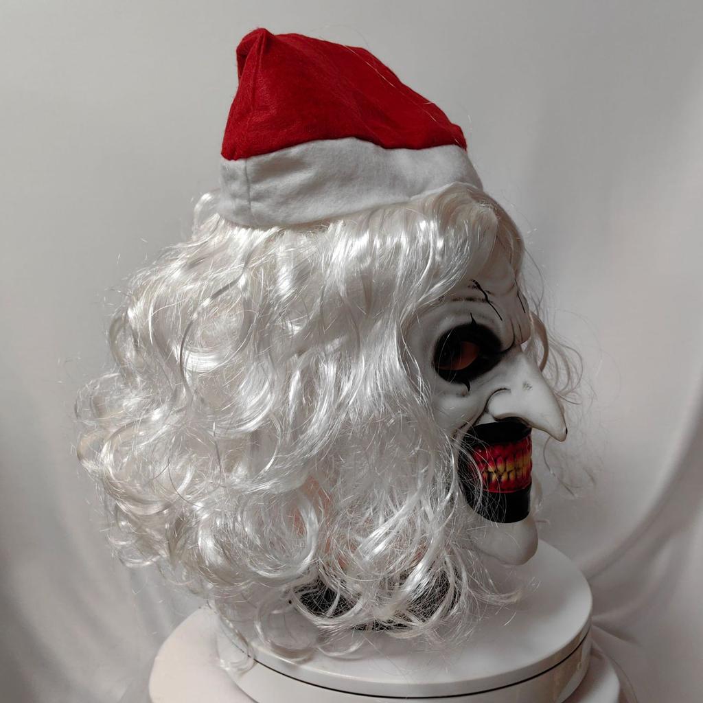 Strašidelná cosplay maska Terrifier 3 s kloboukem a vlasy Halloween Art Klaun Latexové rekvizity Párty Masky na kostým Terrifier Pro dospělé Jedna velikost