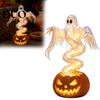Dekorative Hofkunst für Halloween Wirbelnder Geist Kürbislampe, Beleuchtete gruselige Geschenke Nachbarn Statue, Warme LED Außen Dekoration Veranda Garten
