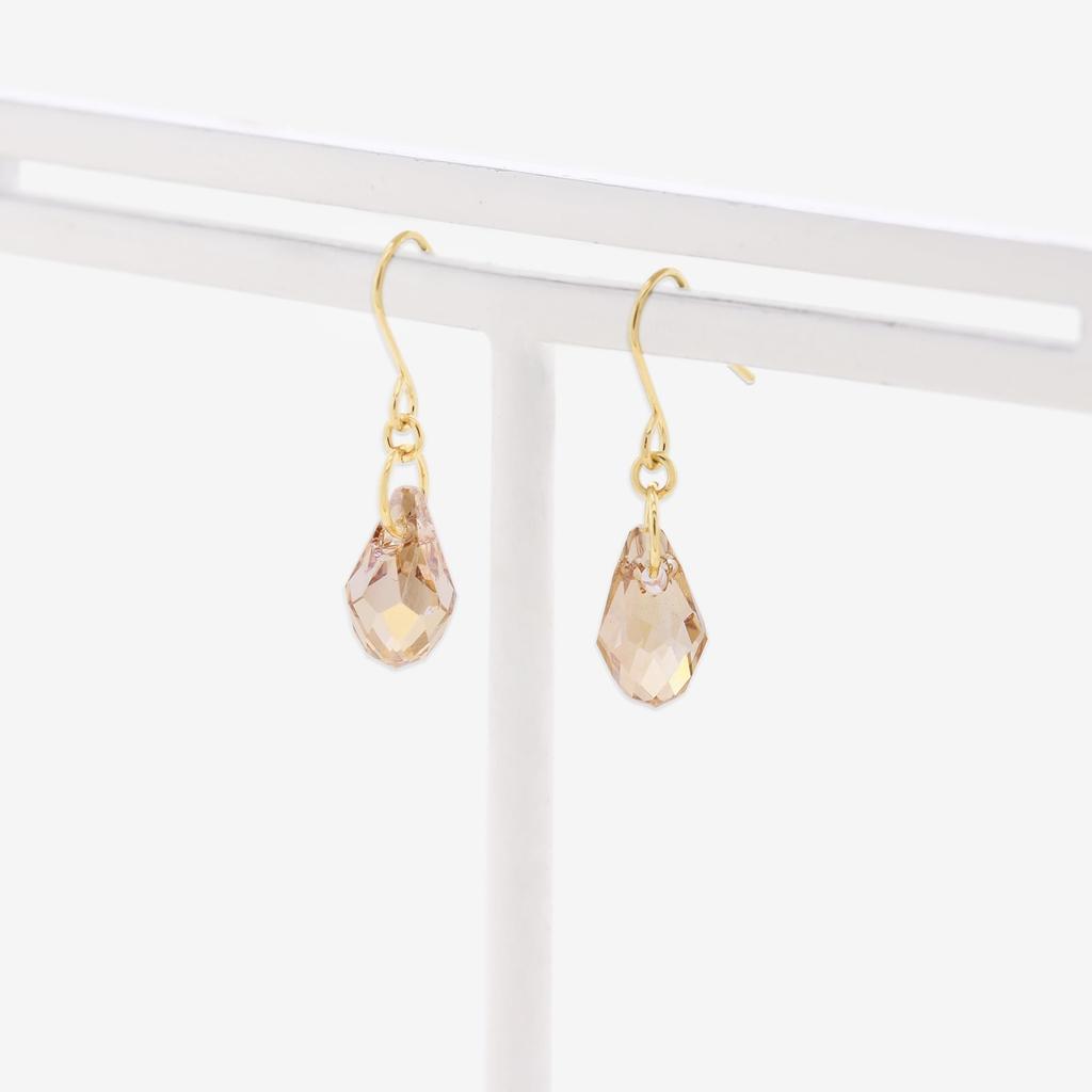 ESTELLE [Official] [Web Exclusive] Women's Hook Earrings, 10K Yellow Gold with Crystal, 0202-3087-0019-0000