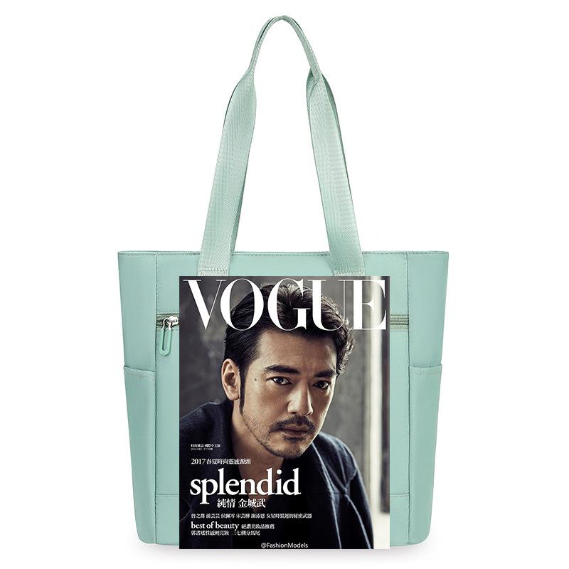 Women Large Capacity Tote Bag Nylon Shoulder Handbag Casual Zipper Shopping Bag Lightweight Travel Work School Carryall Purse