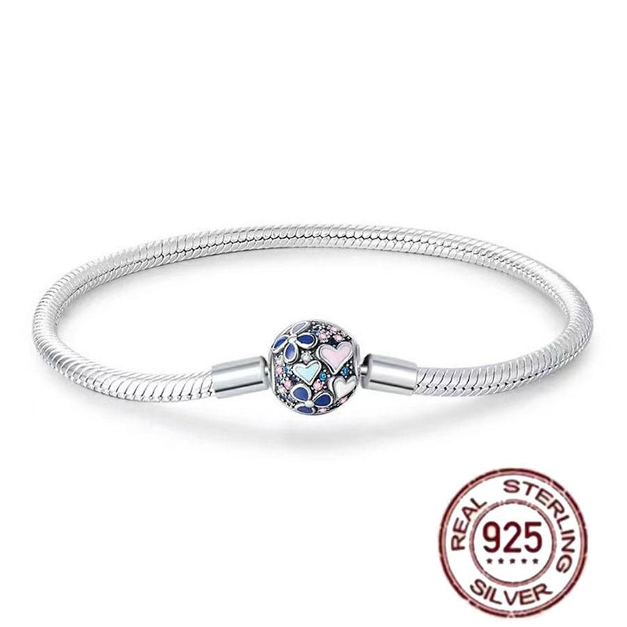 Best-selling 925 Sterling Silver Heart-shaped Crown Snake Bone Chain, Perfect for the Original DlY Bracelet! Ladies' Birthday Fa