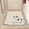 Cartoon Dog Pattern Carpet Welcome Home Mat Rug with Bone Motif Wood Grain Border for Entryway Home Decoration Bedroom Decor