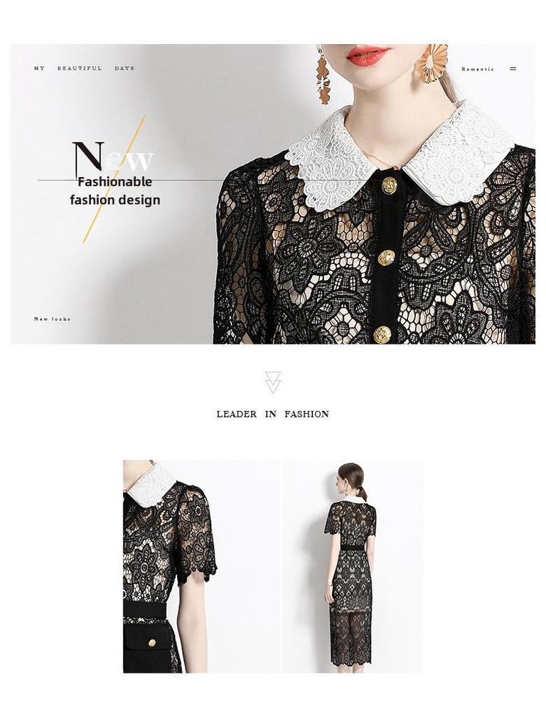 Elegant Slim Fit Goddess Dress with Lace Design