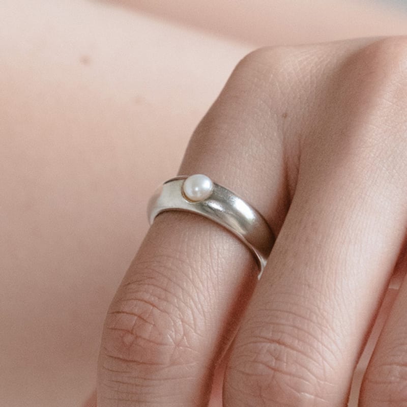 eveningbell [silver925] Sophia pearl ring (2color)