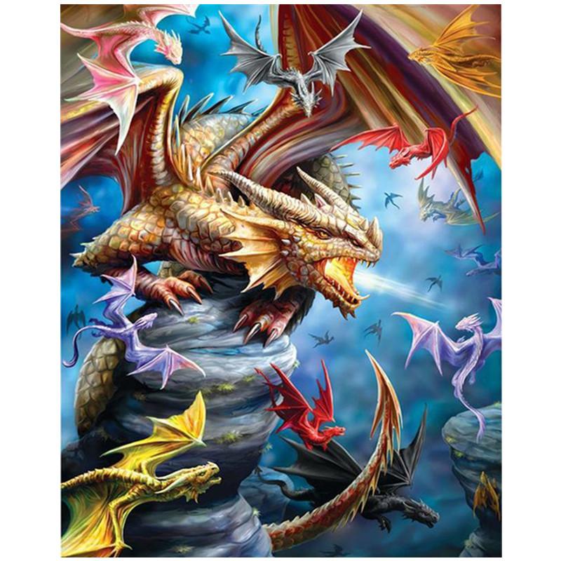 5D DIY Diamond Painting Cartoon Magic Dragon. Diamond Embroidery Cross Stitch Kit Rhinestone Mosaic Home Decor
