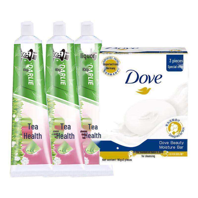 Darlie Tea Tree Jasmine Toothpaste & Dove Beauty Bar Set