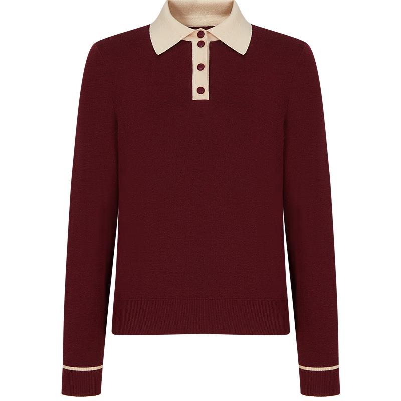 

JIUZI ANNAKOU Women s Miu-Style Color Block Faux Two-Piece Wool Knit Sweater M