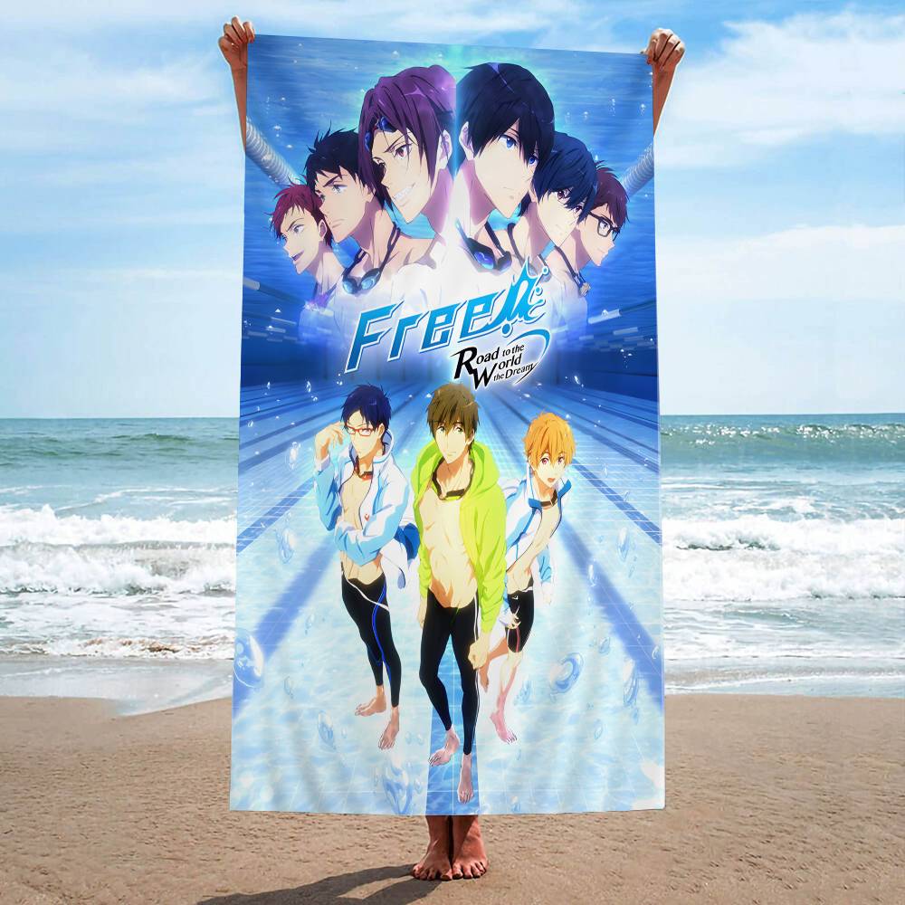 Anime Free Iwatobi Swim Club Big Microfiber Beach Towels Quick Dry Towel Sand Beach Towels Pool Towel for Travel Swim Pool Yoga