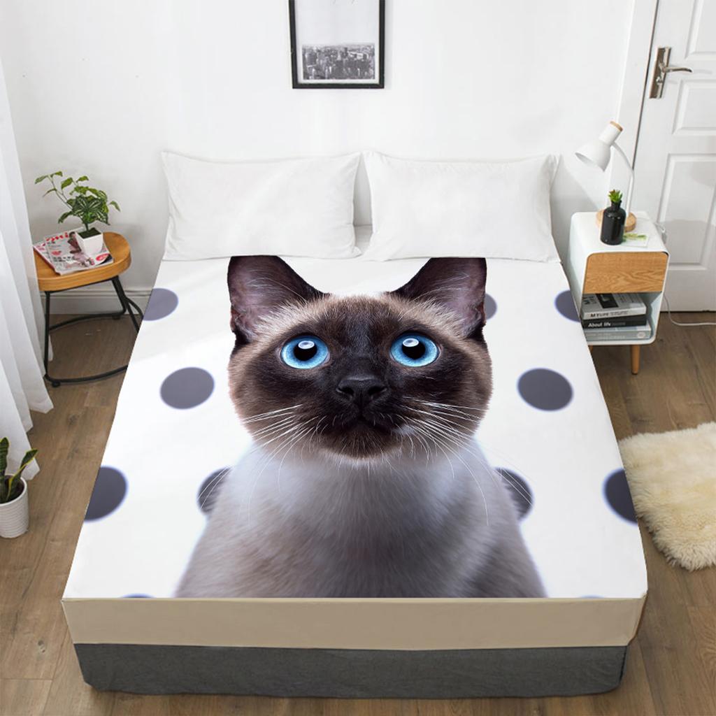 Home Textiles Dog Cat 3D Printing Pattern Bed Sheet Mattress Cover Elastic Band Bed Sheet Bedding