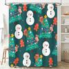 Xmas Shower Curtain Waterproof Fabric Christmas Tree Cartoon Santa Claus Snowman Bunny Rabbit Cute Print Bathroom Decor