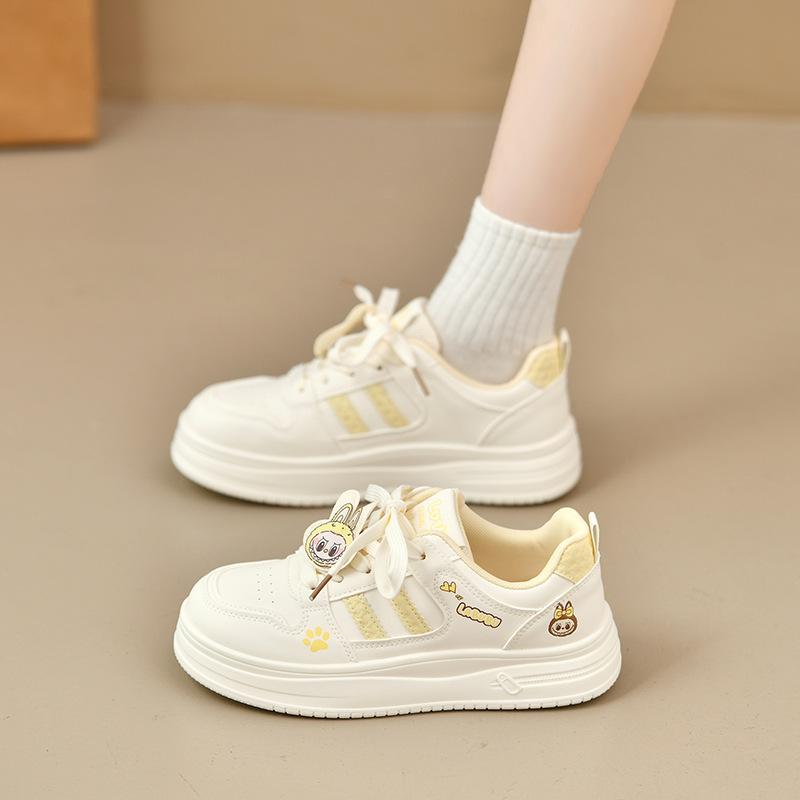 

Thick baseplate shoes women s 2025 new shoes autumn breathable bow trend casual shoes versatile student white shoes 40 бежевый