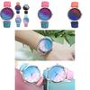 Elegant Women Rainbow Design Analog Quartz Sport Wrist Watch With Artificial Leather Band