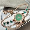 Women Light‑Luxury Diamond‑Inlaid Chalcedony Bracelet Quartz Watch Pull‑Adjustable Fashion Wrist Watch