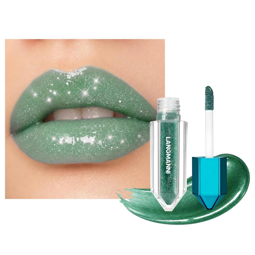 LANGMANNI Twelve-Color Lip Gloss & Lip Oil Gift Box with Diamond Design Flip-Top.
