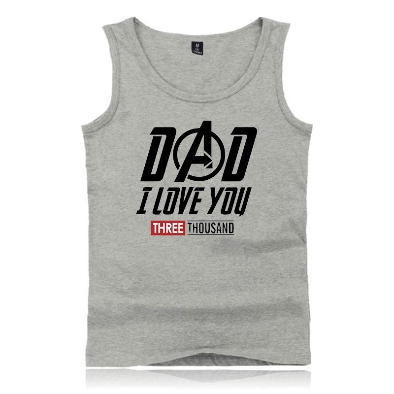 

Я люблю папу Ты 3000 Футболка без рукавов ко Дню отца Тони Старк Мстители Топы Футболка 2XL серый