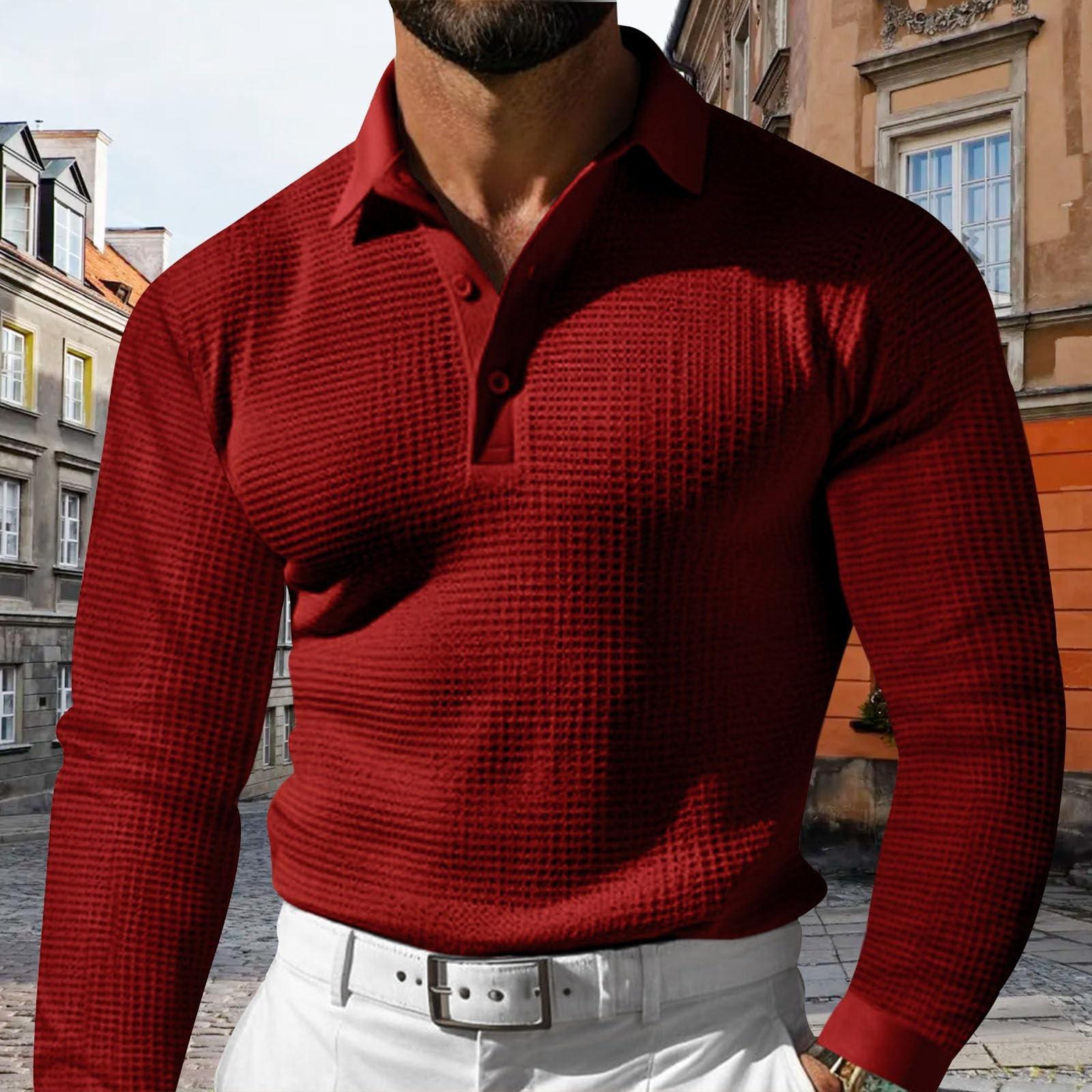 

Мужские рубашки пуговицы мода круглый вырез пуловер длинный рукав летние с воротником ретро повседневные деловые блузки XXXL красный