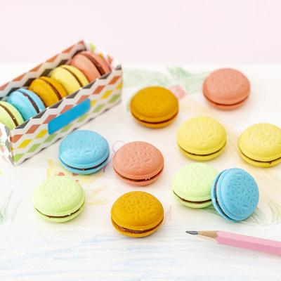 5Pcs Macaron Cookie-Shaped Eraser Set Cute Creative Erasers for Kids Students Colorful Pastel Soft Rubber Erasers Fun School Supplies Classroom Prize