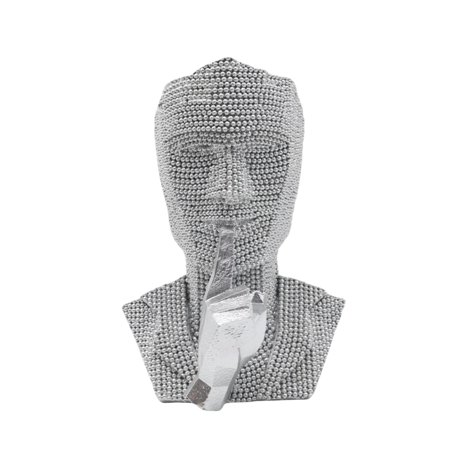 

Mask Figure Resin Crafts Sculpture Tabletop Ornament Creative Halloween Xmas Decorative Desk Figurine Decoration For Home Office срібний