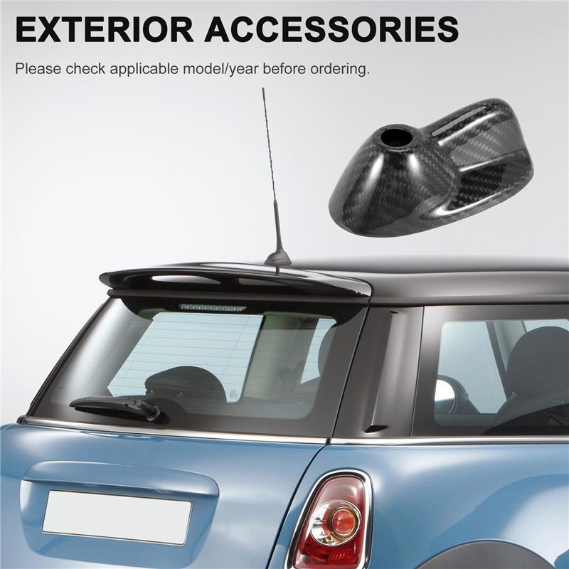 Carbon Fiber Car Roof Shark Fin Antenna Decal Aerials Decoration Cover For Mini Cooper Clubman R55 R56-A99D