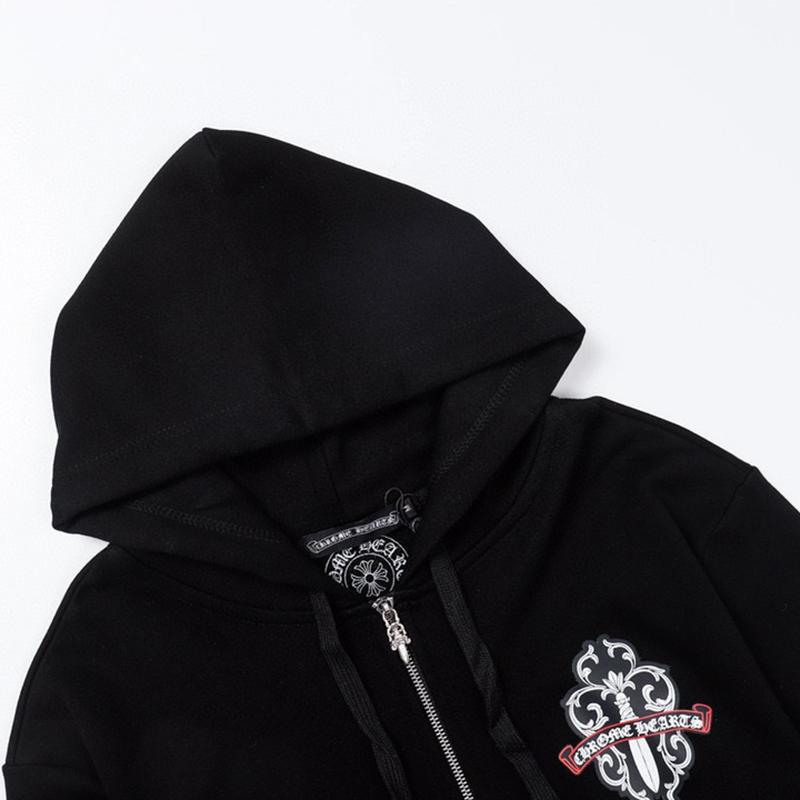 834 CHROME HEARTS 2025 Autumn and Winter New Plus Size Classic Style Logo Zipper Hooded Sweatshirt, Suitable for Couples to Wear