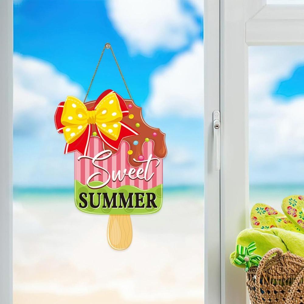 Funny Summer Ice Cream Wall Ornaments Welcome Hanging Plaque  Tropical  Hawaiian Decorations