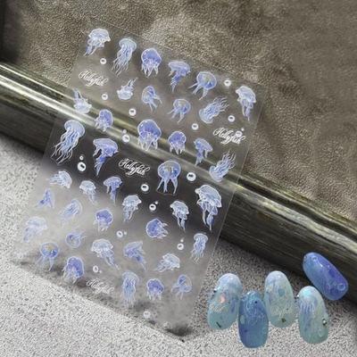 Nail Art Cool Summer Niebieskie Morze Meduza Meduza Naklejka