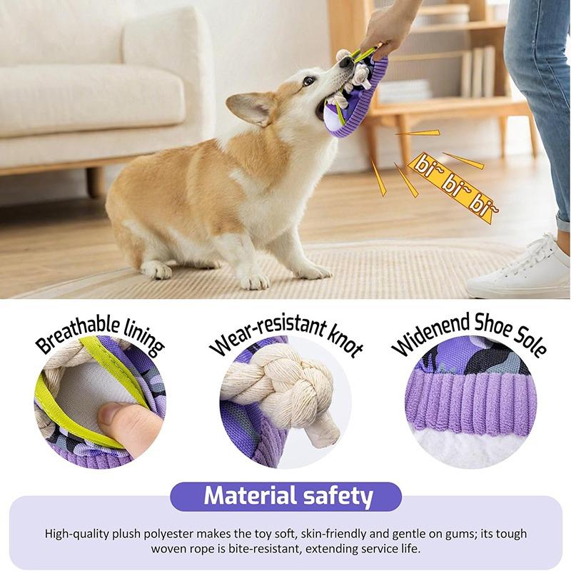 1-5PCS Dog Squeak Toy Teeth Grinding Bite Resistant Slippers Shape Puppy Chew Toy With Cotton Rope Pet Chewing Toys Dog Toys
