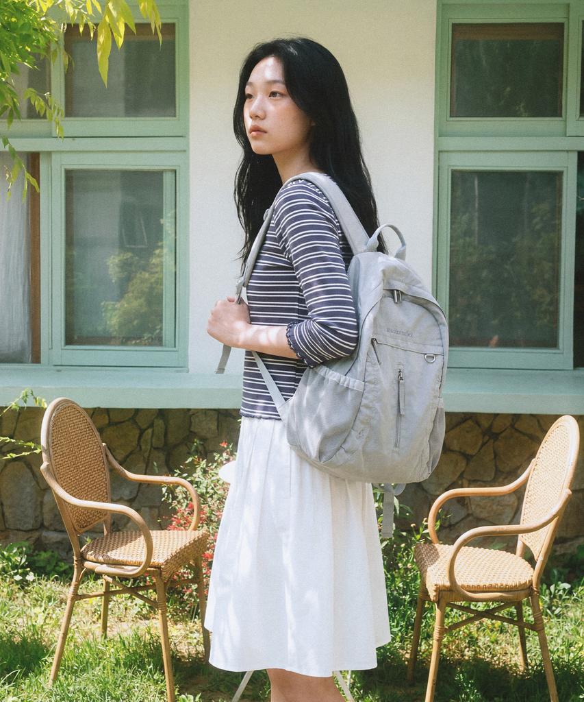 Masmarulez Curved Shirring Backpack_Silver Gray
