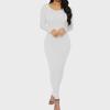 2022 Autumn/Winter Women's Solid Color Long-Sleeve Slim Dress