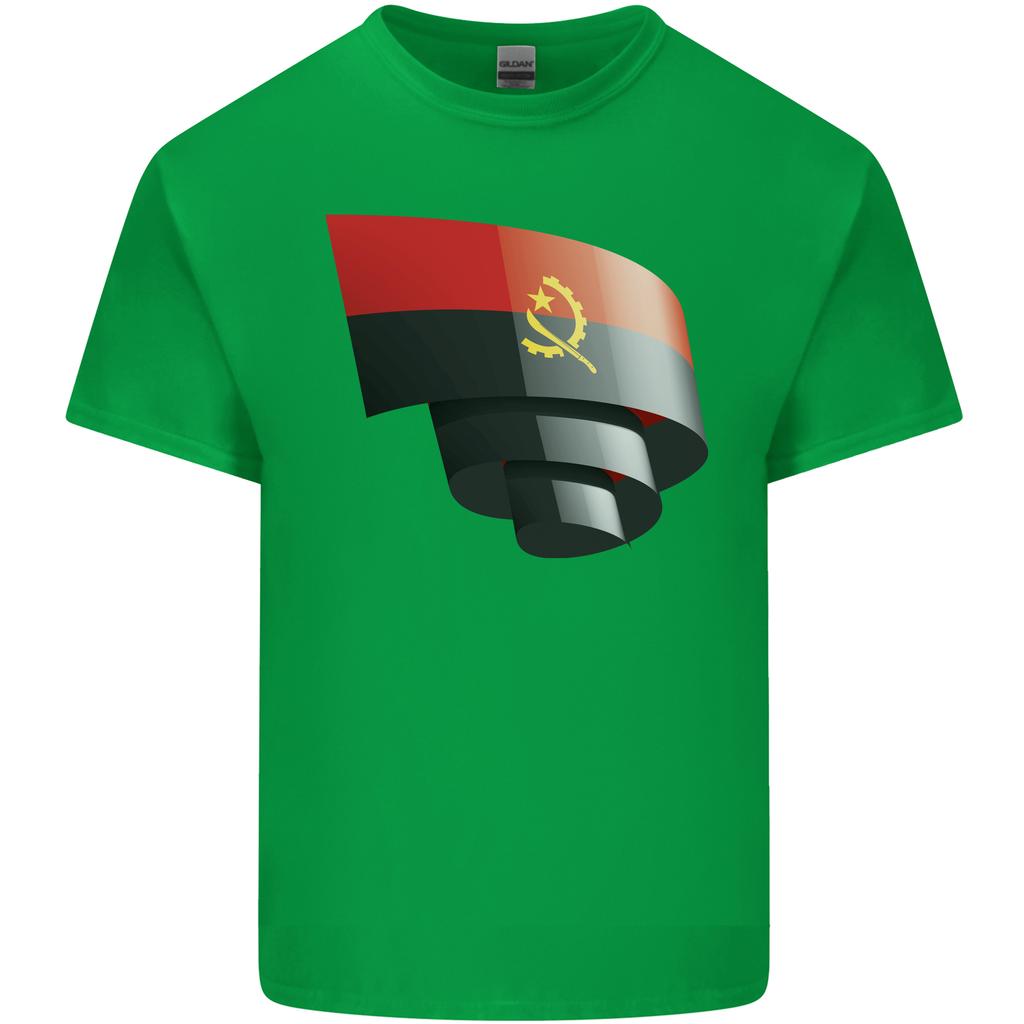Gekräuselte Angola Flagge Angolanischer Tag Fußball Unisex Leichtes Baumwoll T-Shirt