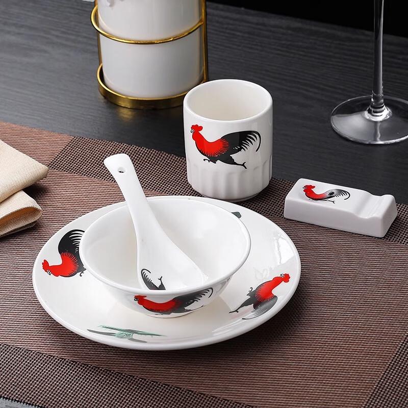 Set di piatti in ceramica vintage con gallo