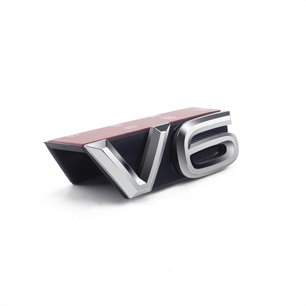 EPYFH1 Silver V6 Emblems Stickers Front Grille Sticker For VW Volkswagen Touareg Teramont Phideon Arteon Tiguan V6 VW Grille Sticker