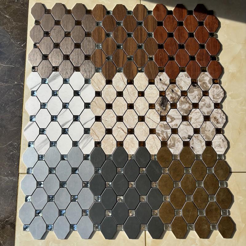 Bathroom Kitchen Mosaic Wall Tiles Peel And Stick Aluminum-plastic Self Adhesive Backsplash Tiles Living Room Background Decor