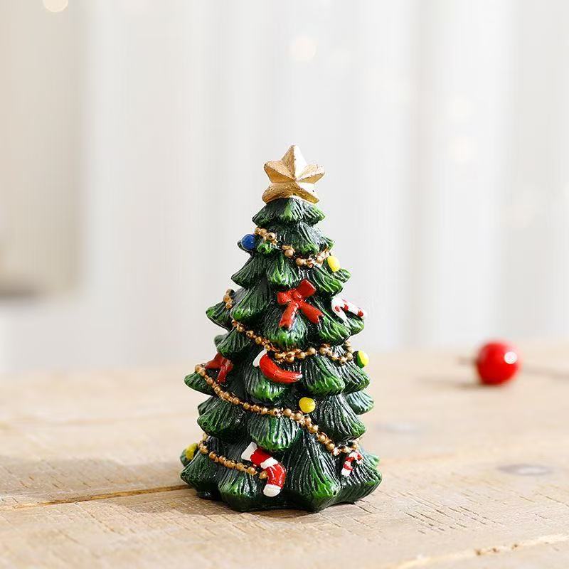 1pcs Mini Resin Christmas Tree Decor Desktop Ornament Festive Gift for Home Tabletop Decorations Small Ornaments