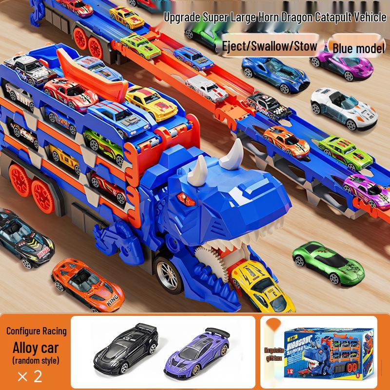 Cross T-Rex Devouring Track Toy: Dinosaur vs. Triceratops Ejection Cars