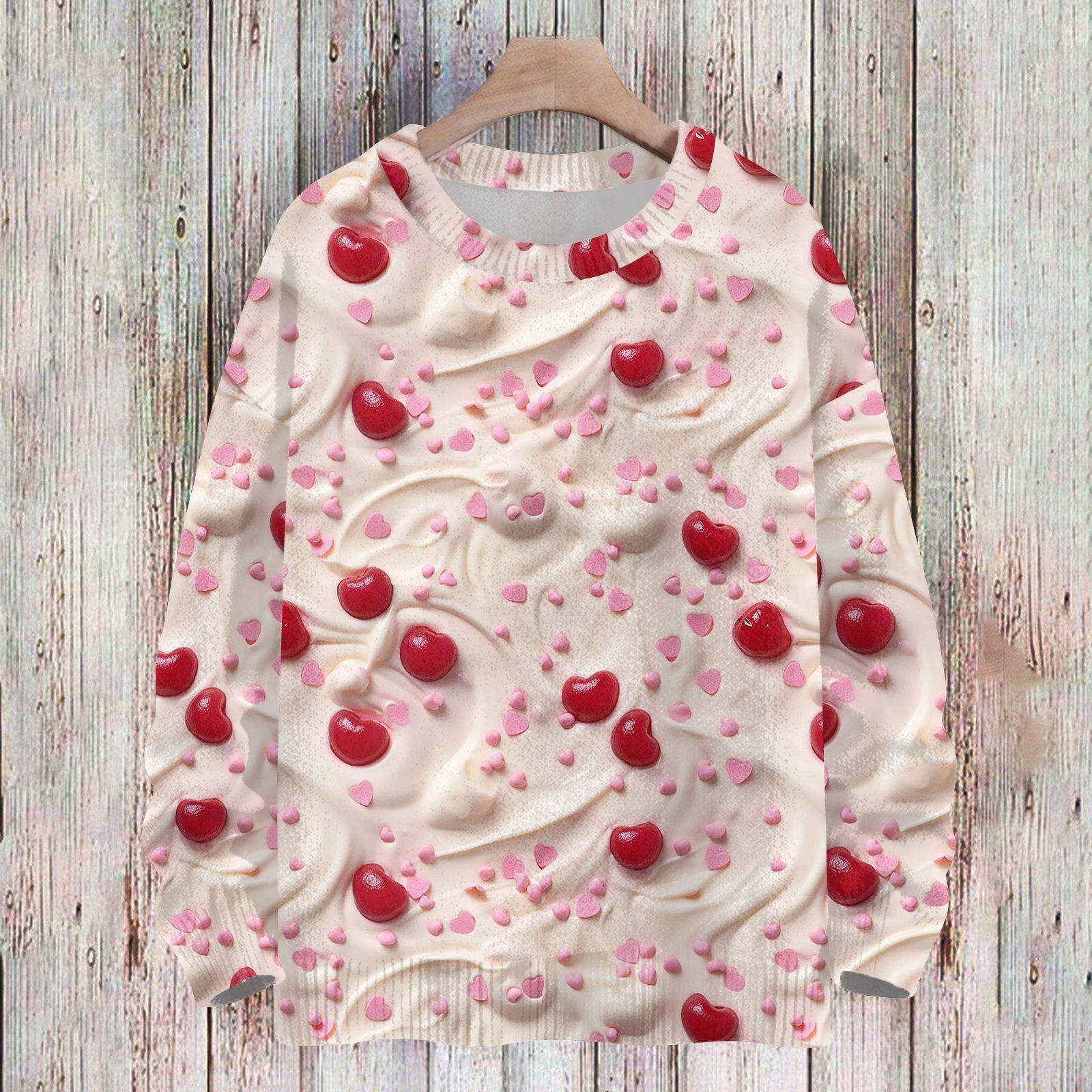 

Свитшоты ко Дню святого Валентина для детей, вязаные свитера для мальчиков и девочек, симпатичные рубашки, осенние свитера с круглым вырезом, топы 100 бежевый