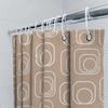 Modern Square Print Shower Curtain With White Rings For Bathroom Decor Beige Color (#2)